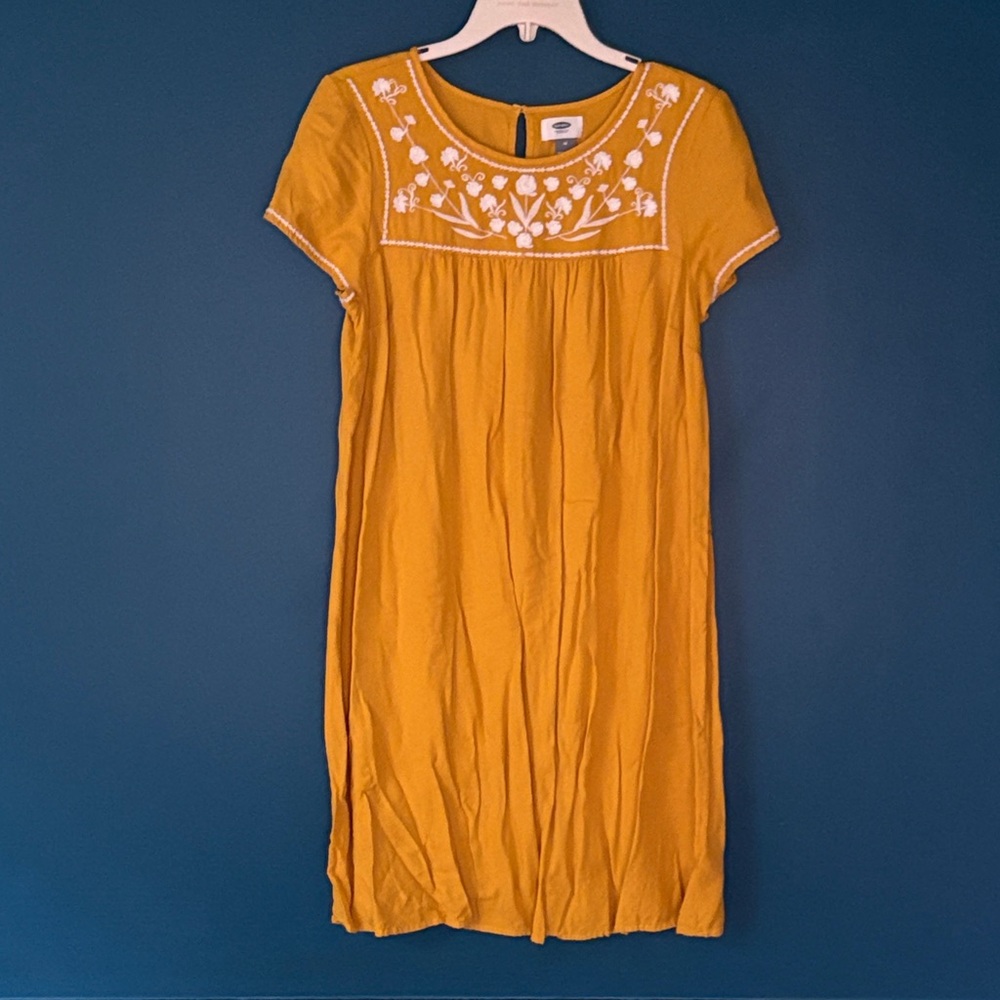 Old Navy Mustard Embroidered Dress